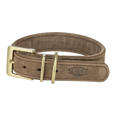 Trixie halsband hond nubuck leer bruin l-xl 52-63×4 cm – d-ring