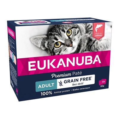Eukanuba kattenvoer premium paté zalm 12x85 gr – graanvrij