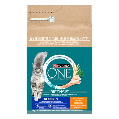 One purina one senior kip 3 kg – volkorengraten voor katten 7+ jaar