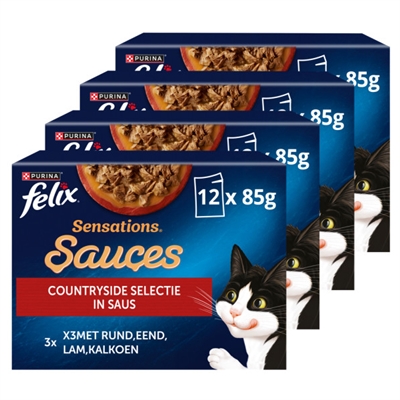 Felix hondenvoer sensations countryside selectie 4×12×85 gr – in saus