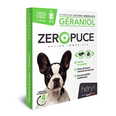 Hery vlooiendruppels hond s geraniol 4 pipetten – natuurlijke bescherming