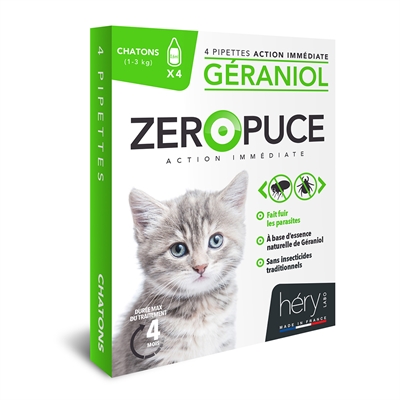 Hery vlooiendruppels kitten geraniol 4 pip – natuurlijke bescherming