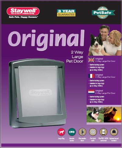 Petsafe hondenluik large zilver / tranparant