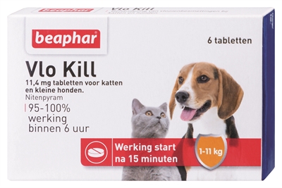 Beaphar vlo kill+ kleine hond/kat tot 11 kg | 6 tabletten