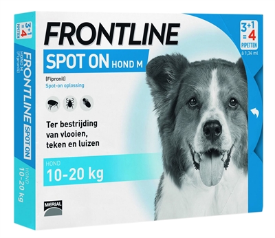 Frontline hond spot on medium | 4 pipet 10-20 kg