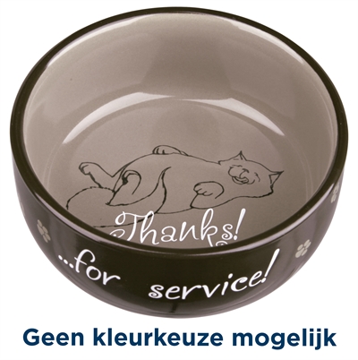 TRIXIE Voerbakje Thanks for Service - Hoogwaardig keramisch, ook als waterbak | Assorti - ø 15 cm