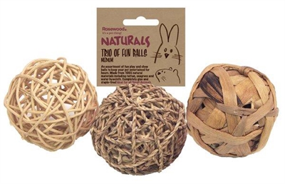 ROSEWOOD Speelballen TRIO OF FUN BALLS Set van 3 natuurlijke knaagballen - Naturel - Ø 8 cm