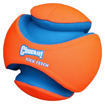 CHUCKIT Hondenspeelgoed voetbal KICK FETCH Zeer stevig, drijft op water, makkelijke grip - Felle kleuren - 12,5 cm