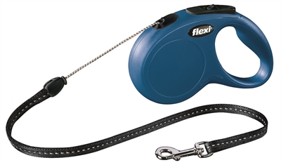 FLEXI Rollijn Classic Cord dubbele remtechniek, soepel oprolmechanisme - Blauw - S (tot 12 kg) 5 m
