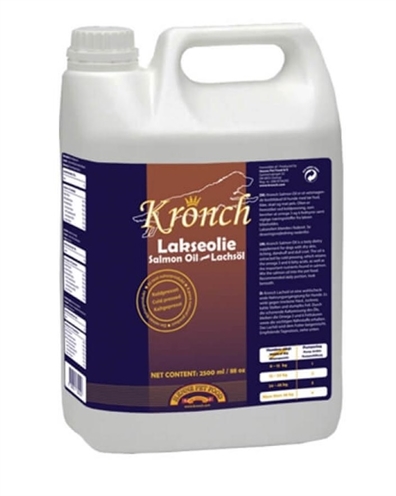 KRONCH Zalmolie Hond Koudgeperst van Noorse zalm, rijk aan Omega-3 & -6, ondersteunt gezonde huid en glanzende vacht - 2500 ml