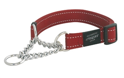 ROGZ FOR DOGS Halfslip halsband Lumberjack Hoogwaardig nylon met reflecterende strepen - Rood - 45-70 cm (XL/39-64 kg)