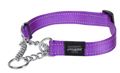 ROGZ FOR DOGS Halfslip halsband Lumberjack Reflecterende strepen, 25 mm sterk - Paars - 45-70 cm / 39-64 kg