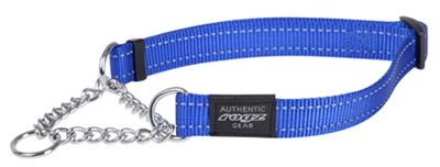 ROGZ FOR DOGS Fanbelt Halfslip halsband Reflecterend, Verstelbaar - Blauw - L 37–56 cm (21–40 kg)