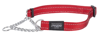 ROGZ FOR DOGS Halfslip halsband Fanbelt Reflecterende lijnen 20 mm verstelbaar - Rood - 37-56 cm / 21-40 kg