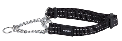 ROGZ FOR DOGS halfslip halsband Snake 16 mm reflecterende nylon - Zwart - M (31-45 cm / 12-22 kg)