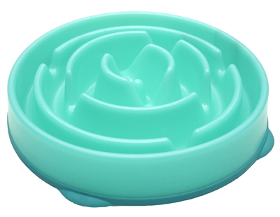 MERKLOOS Honden Slow Feeder Slo-Bowl Feeder Drop Vertraagt eten, stimuleert jachtinstinct, antislip bodem - Lichtblauw - Ø 27 cm