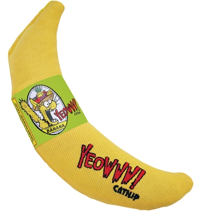 YEOWWW Kattenspeelgoed Banaan met Catnip 100% biologisch extra aantrekkingskracht stevig - Geel - 18 cm
