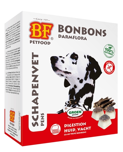 BF PETFOOD Hondensnack Schapenvet Maxi Bonbons Pens Ondersteunt darmflora, Huid & Vacht, Energierijk - 40 st