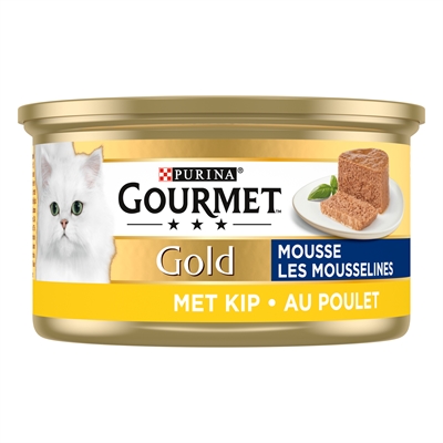 GOURMET Kattenvoer Mousse GOLD Fijne Mousse Kip Volwaardige complete voeding - Goud - 85 g