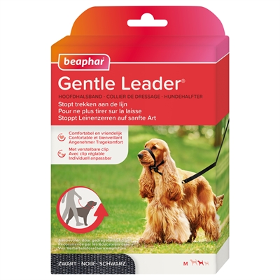 GENTLE LEADER Hoofdhalsband Beaphar - Stopt trekken | Verstelbaar, glijdt niet af - Zwart - Medium