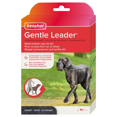 GENTLE LEADER Hoofdhalsband BEAPHAR - Anti-trekt, verstelbare klip, blijft zitten - Zwart - One-size