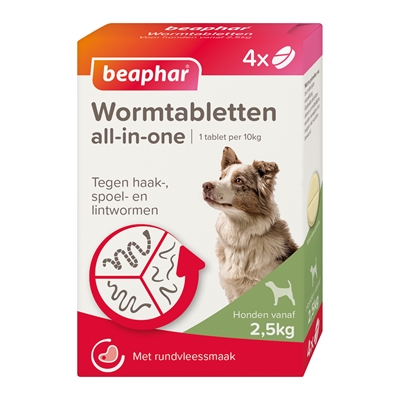 BEAPHAR Wormtablet All-in-One Hond - Ontworming tegen spoel-, ha