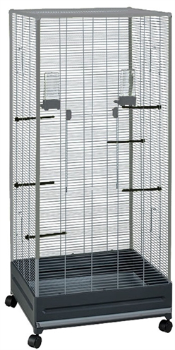 VOLTREGA VOLIERE 420 - Geschikt voor alle vogels | Wieltjes & makkelijk schoon te maken - Donkergrijs - 65x54x150 cm