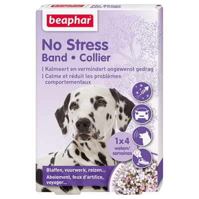BEAPHAR Halsband No Stress - Kalmeert met valeriaan & lavendel, werkt binnen ~1 uur, 3-4 weken werkzaam - Neutraal - Universeel