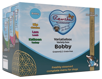 RENSKE Vers Vlees Variatiebox Bobby | Graanvrij 80% vers vlees - Mix - 12x395g