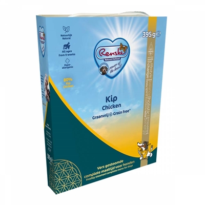 RENSKE Natvoer Hond Verse Kip Graanvrij 80% vers vlees - 10x395g