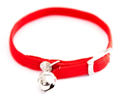 MARTIN Kattenhalsband Elastisch Nylon Veiligheidsrek Belletje - Rood - 30x1 cm