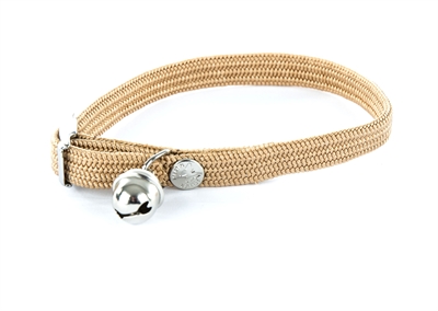 MARTIN Kattenhalsband Elastisch Nylon Voorkomt verwonden, met belletje - Beige - 30x1 cm