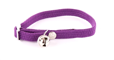 MARTIN Halsband kat Elastisch Nylon Veiligheidsband met belletje - Paars - 30x1 cm