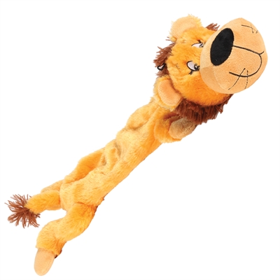 HAPPY PET Hondenspeelgoed Wild Crinkler Leeuw Plat knuffel met knispergeluid & pieper - 60x14x9 cm
