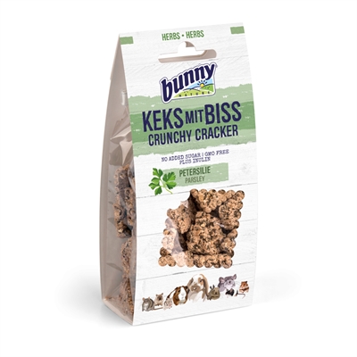 BUNNY NATURE Snack Crunchy Cracker Peterselie Krokant, 10% peterselie en vezelrijk