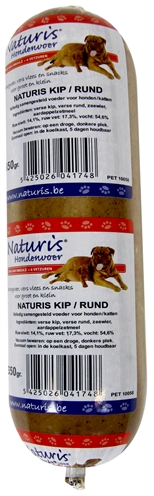 NATURIS Houdbaar hondenvoer Kip/Rund Volledig samengesteld - Gestoomd & vacu