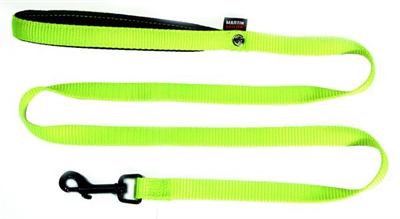 MARTIN Hondenriem Nylon Comfortgrip, Musketonhaak, Duurzaam - Groen - 1,6x120 cm (S)