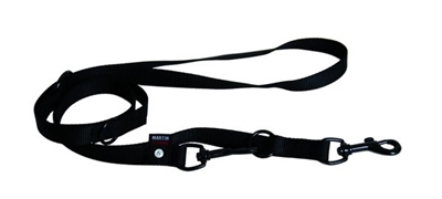 MARTIN Hondenriem Multipurpose verstelbare nylon 3-instelbare lengtes met musketonhaak - Zwart - 20 mm x 200 cm