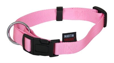 MARTIN Halsband BASIC Nylon Comfortabel, clipsysteem en versterkte ring - Roze - Hals 20-30 cm
