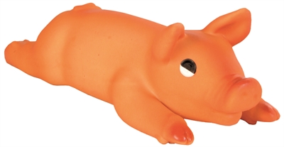 TRIXIE Latex Varken | Piepende kauwspeelgoed voor tanden en tandvlees - Oranje - 23 cm