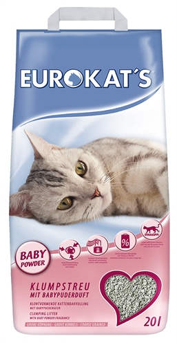 EUROKAT'S Kattenbakvulling Babypoedergeur Superabsorberend, sterke klonterkracht - Natuurlijke klei - 20 l