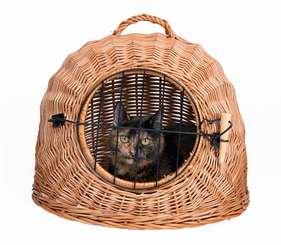 TRIXIE Rotan kattenmand met deur Geborgen schuilplek, metalen deurtje en handvat - naturel - Ø50x44x48 cm