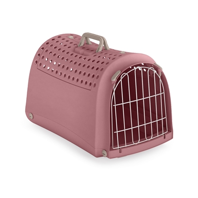 IMAC Reismand Linus Cabrio Stevig kunststof, afneembare traliedeur en bovenkant open - Roze - 50x32x34,5 cm, max 5 kg