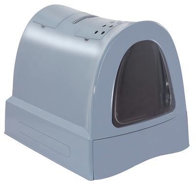 IMAC Kattenbak Zuma Schuiflade, Ventilatierooster met Geurfilter, Klep - Blauw - 40x56x42,5 cm