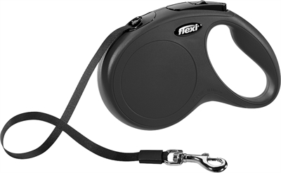FLEXI Rollijn Classic Tape Dubbele remtechniek, duurzame behuizing - Zwart - M 5 m / tot 25 kg