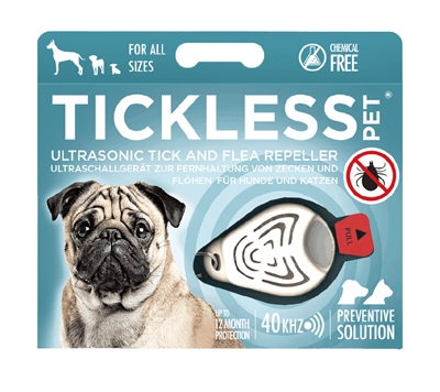 TICKLESS Teek en Vlo Afweer Ultrageluid geur- en gifloos, halsbandclip - Beige - Voor hond en kat