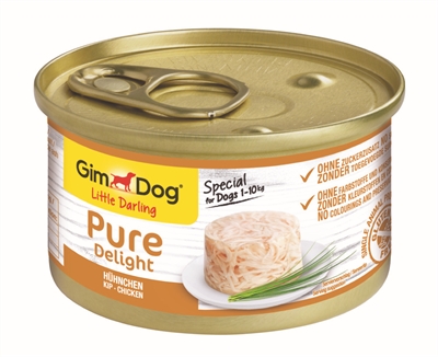 GIMDOG Hondenvoer LITTLE DARLING PURE DELIGHT Kip Malse stukjes met proteïne – tarwe‑ & glutenvrij, zonder soja en toegevoegde suikers - 12x85 g