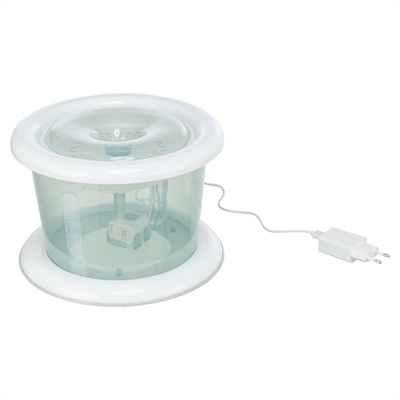 TRIXIE Drinkfontein Bubble Stream Circulerend zuurstofrijk water, actief koolfilter +2 reservefilters, stille USB-pomp - Blauw/wit - 3 L