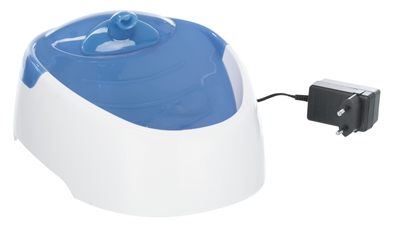 TRIXIE Drinkfontein Duo Stream – 2 standen (bruisend/zacht), actief koolfilter, circulerend zuurstofrijk water - Wit/Blauw - 1 L