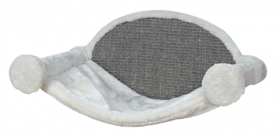 TRIXIE Kattenhangmat Muurbevestiging Pluche met sisal-krabvlak - Wit/Grijs - 54x28x33 cm
